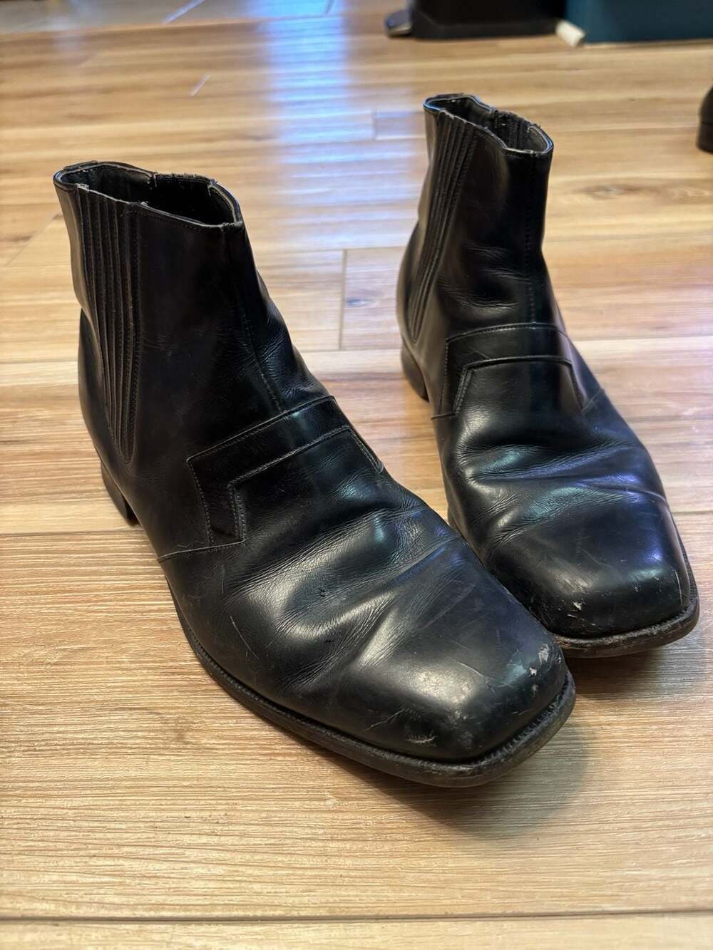 Nettleton Miami Beach Black Leather Cuban Heel Boots